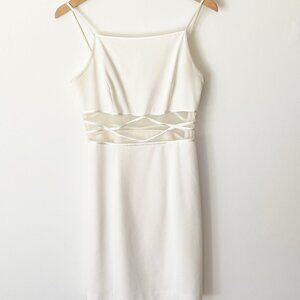 Vintage White Halter Bodycon Dress w/ Sheer Mesh